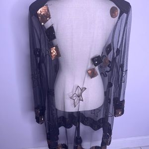 Elegant Copper Black Cardigan